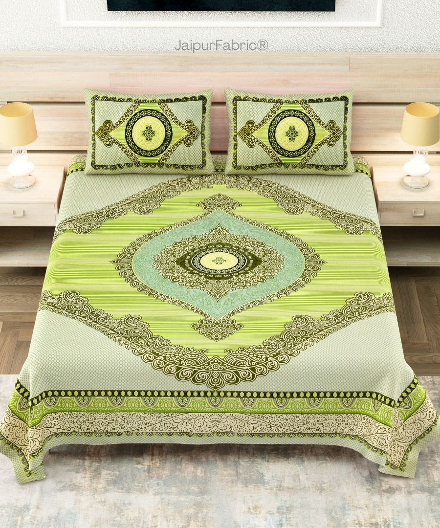 Shubh Labh Green Elegance Luxurious Pure Cotton King Size Bedsheet