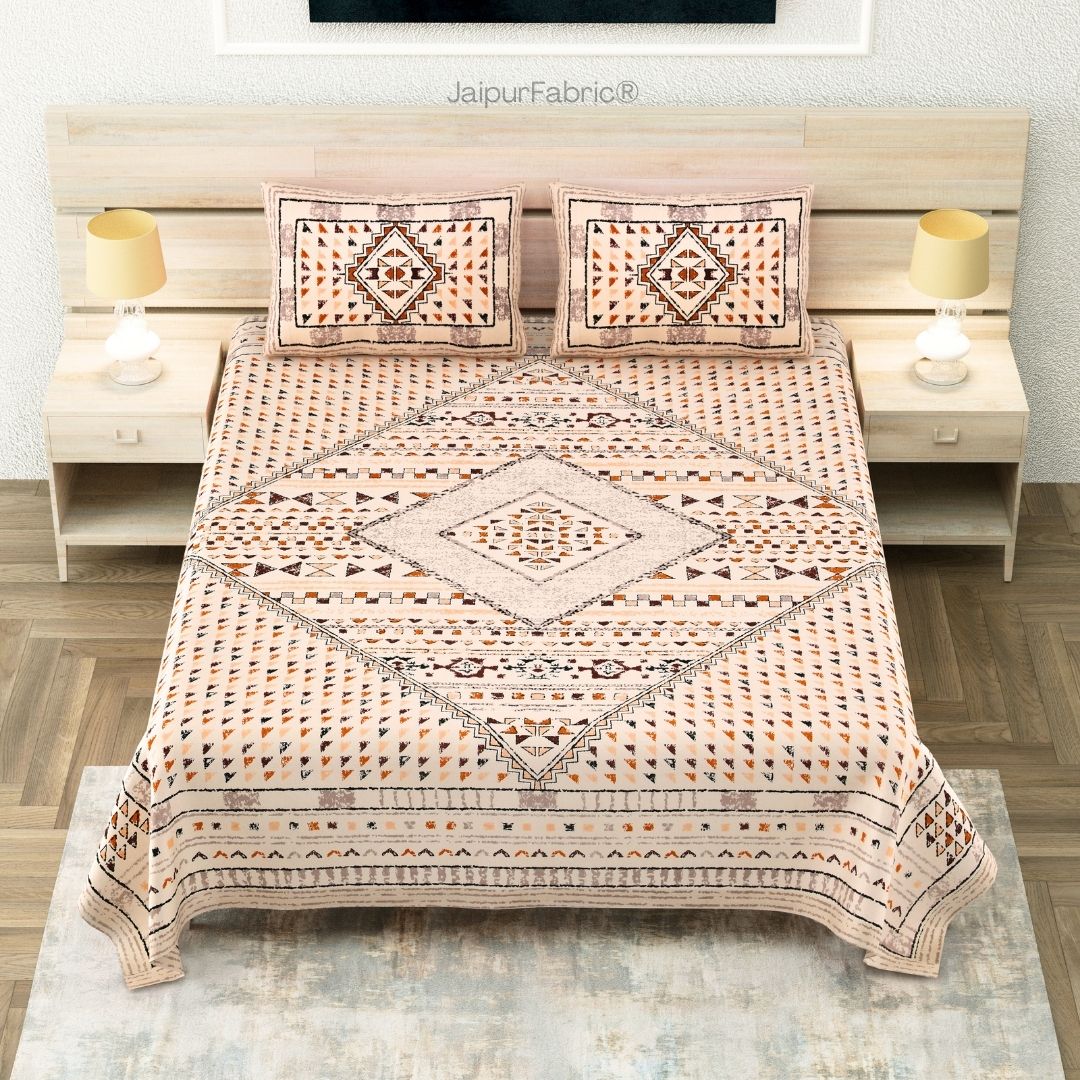 Peach Infinite Prosperity Pure Cotton King Size Bedsheet