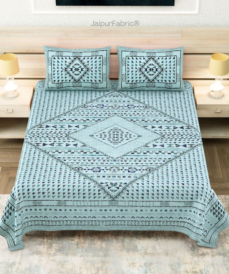 Teal Infinite Prosperity Pure Cotton King Size Bedsheet