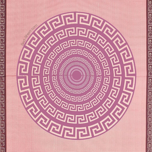 Pink Geometric Maze Pure Cotton King Size Bedsheet