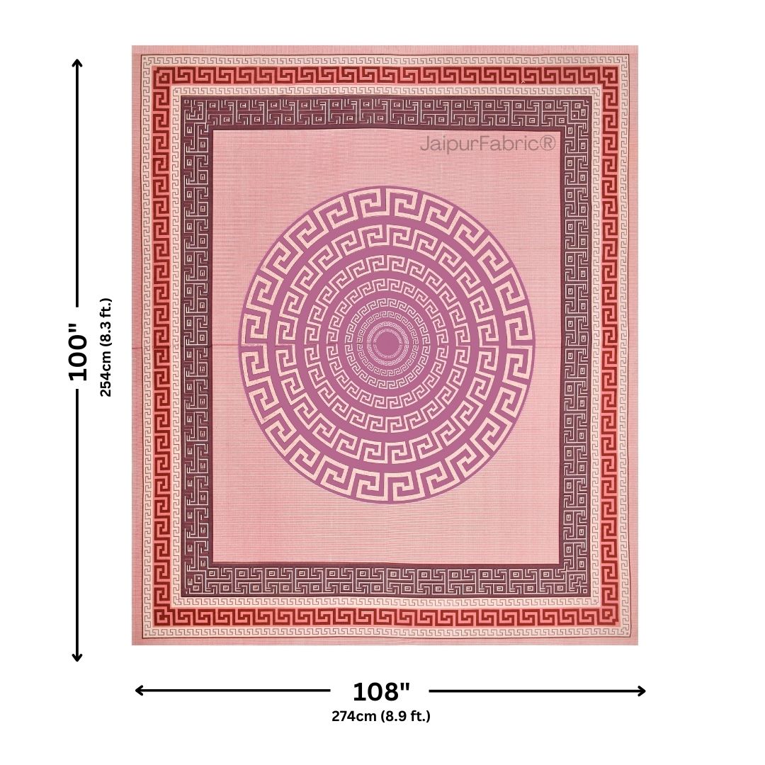 Pink Gemoetric Maze Pure Cotton King Size Bedsheet