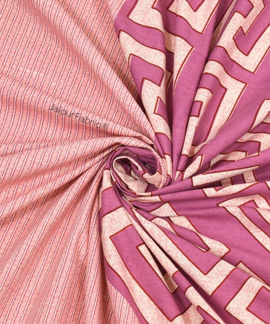 Pink Gemoetric Maze Pure Cotton King Size Bedsheet