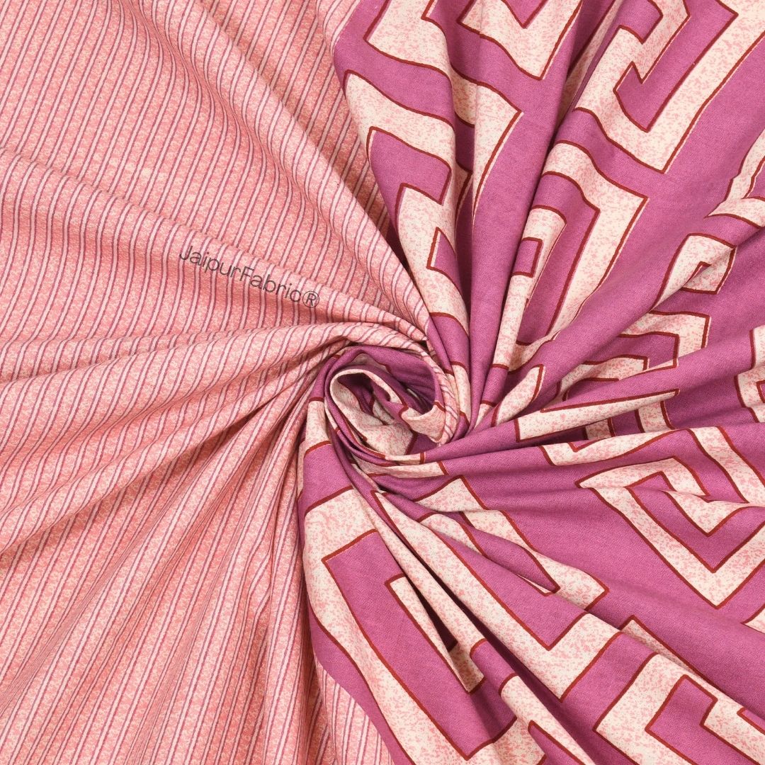 Pink Gemoetric Maze Pure Cotton King Size Bedsheet