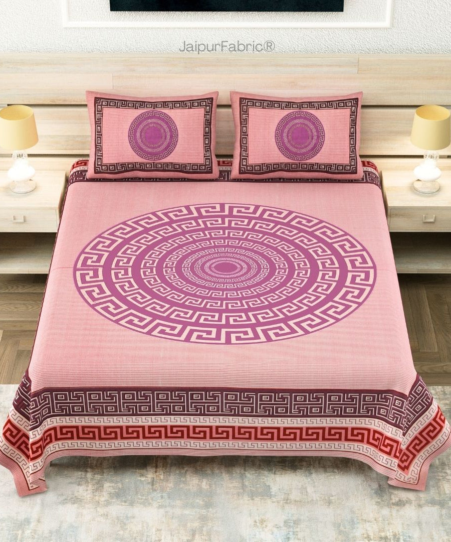 Pink Gemoetric Maze Pure Cotton King Size Bedsheet