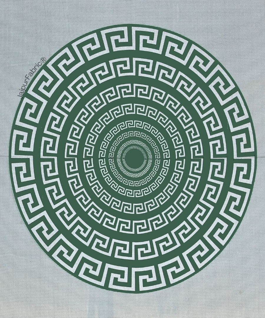 Green and Golden Gemoetric Maze Pure Cotton King Size Bedsheet