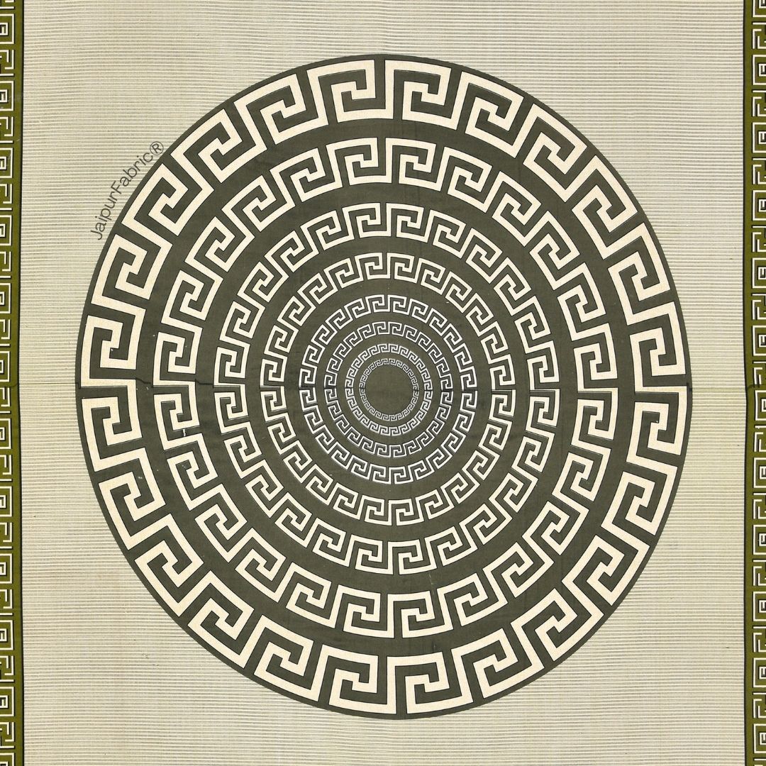 Green Gemoetric Maze Pure Cotton King Size Bedsheet