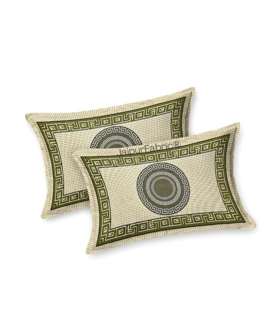 Green Gemoetric Maze Pure Cotton King Size Bedsheet