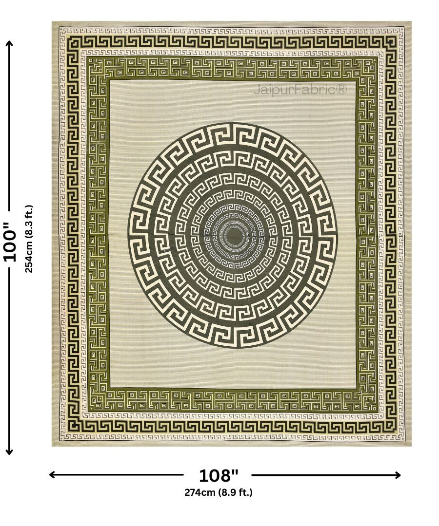 Green Gemoetric Maze Pure Cotton King Size Bedsheet