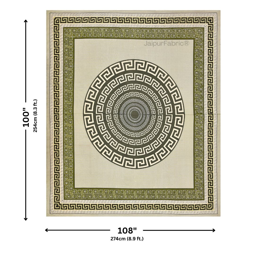 Green Gemoetric Maze Pure Cotton King Size Bedsheet
