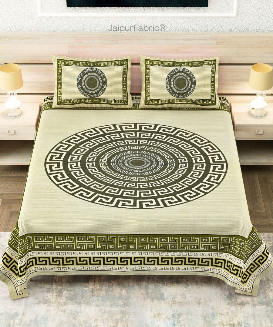 Green Gemoetric Maze Pure Cotton King Size Bedsheet