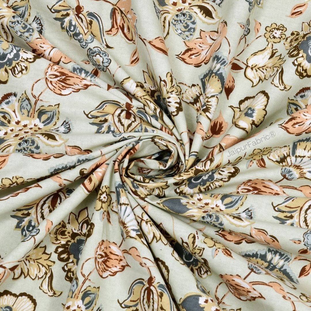 Floral Bliss Emerald Green Pure Cotton King Size Bedsheet