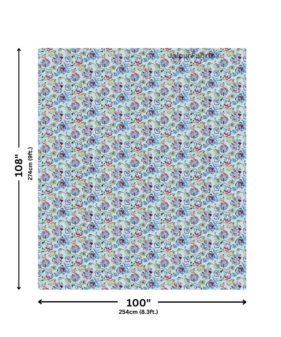 Floral Bliss Sapphire Blue Pure Cotton King Size Bedsheet