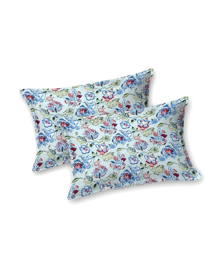 Floral Bliss Sapphire Blue Pure Cotton King Size Bedsheet