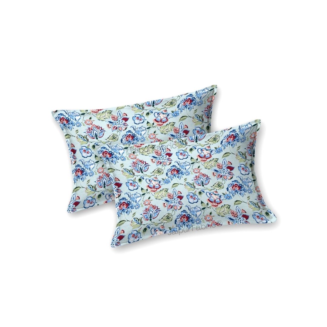 Floral Bliss Sapphire Blue Pure Cotton King Size Bedsheet