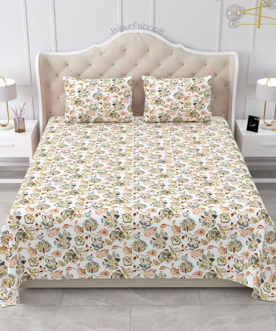 Floral Bliss Ruby Red Pure Cotton King Size Bedsheet