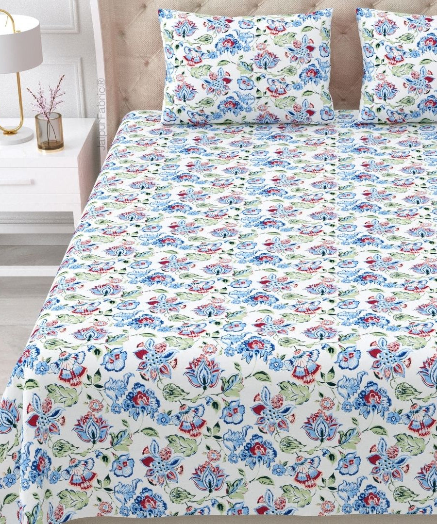 Floral Bliss Golden Yellow Pure Cotton King Size Bedsheet