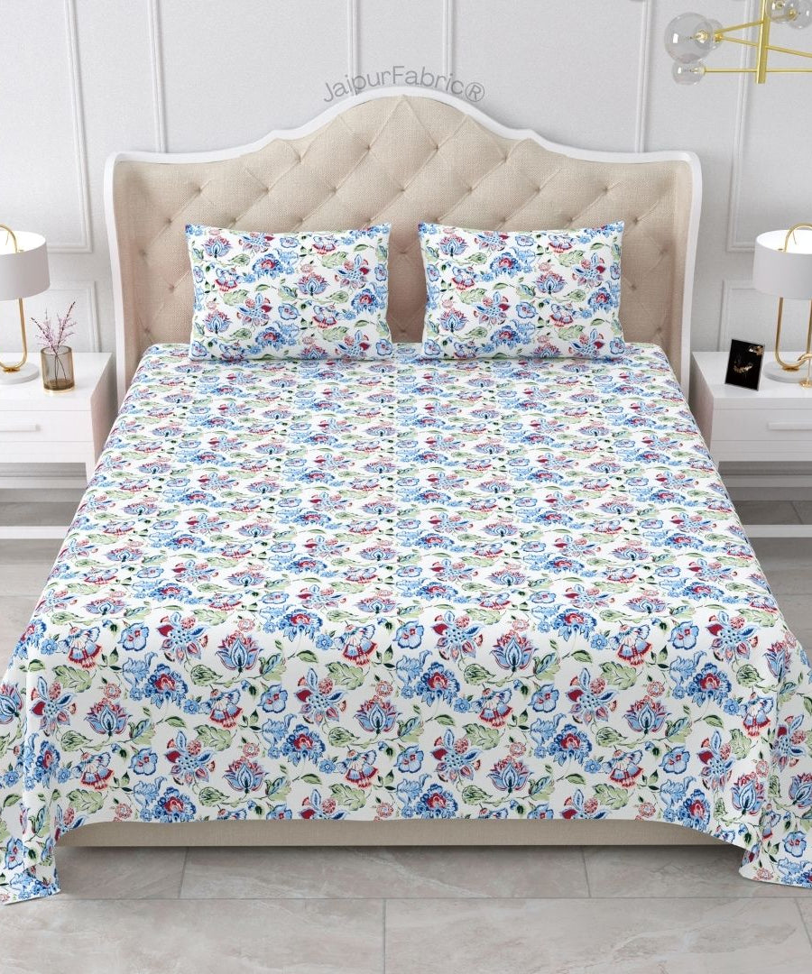 Floral Bliss Golden Yellow Pure Cotton King Size Bedsheet