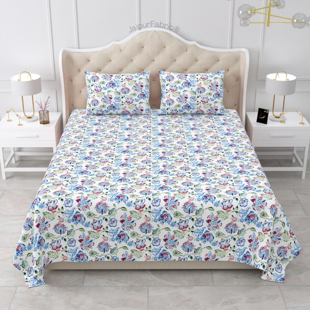 Floral Bliss Golden Yellow Pure Cotton King Size Bedsheet