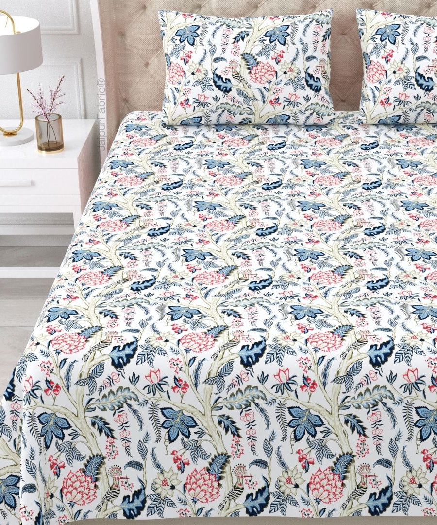 Wildwood Harmony Ocean Teal Pure Cotton King Size Bedsheet