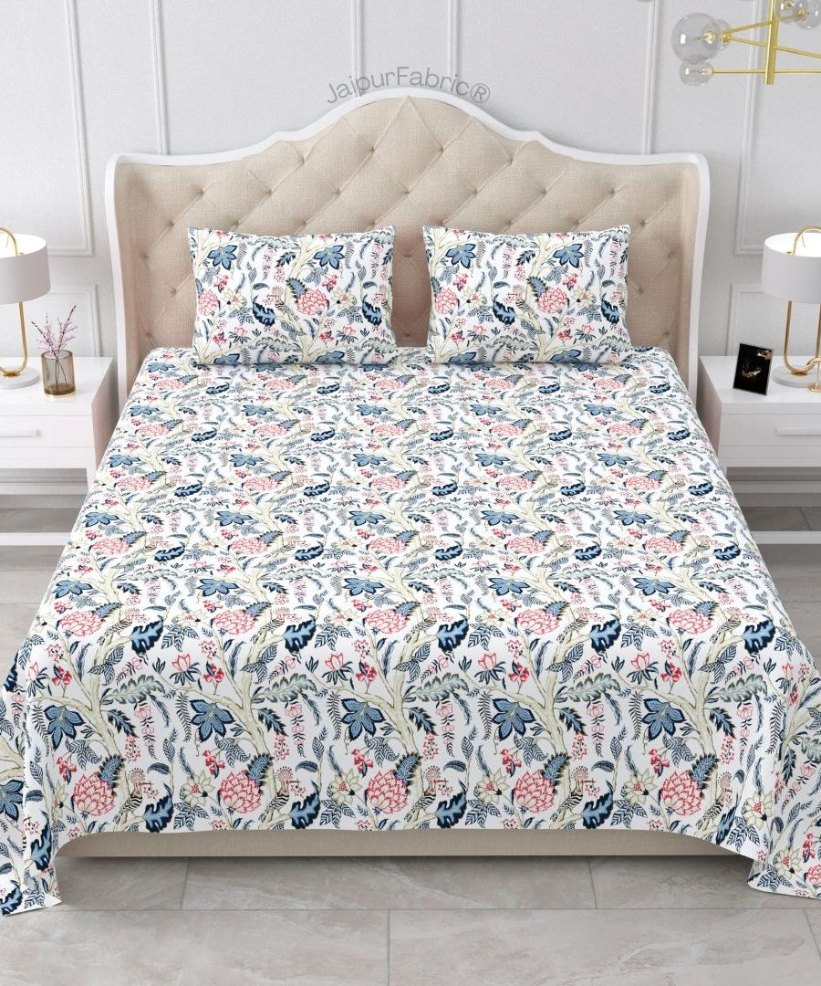 Wildwood Harmony Ocean Teal Pure Cotton King Size Bedsheet