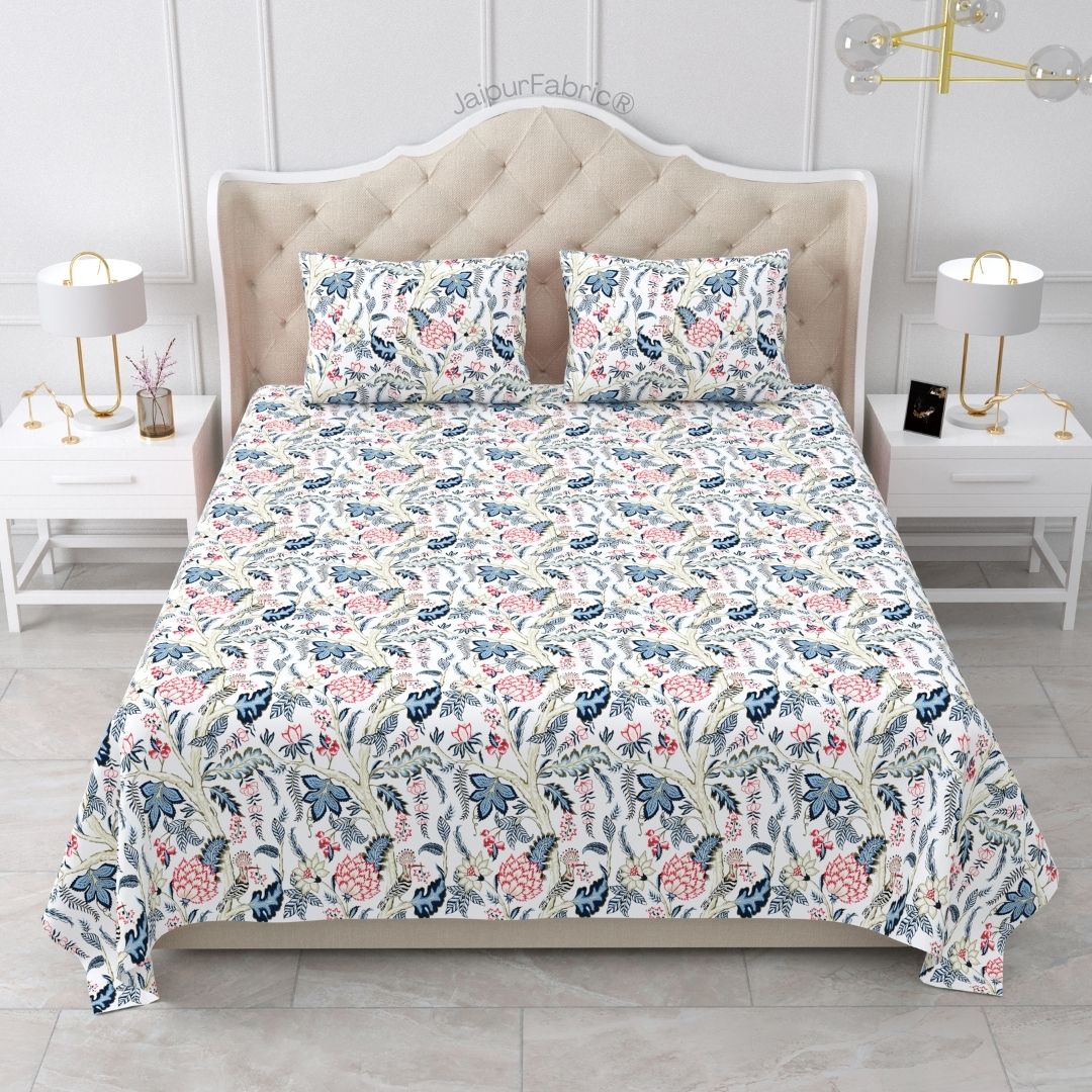 Wildwood Harmony Ocean Teal Pure Cotton King Size Bedsheet