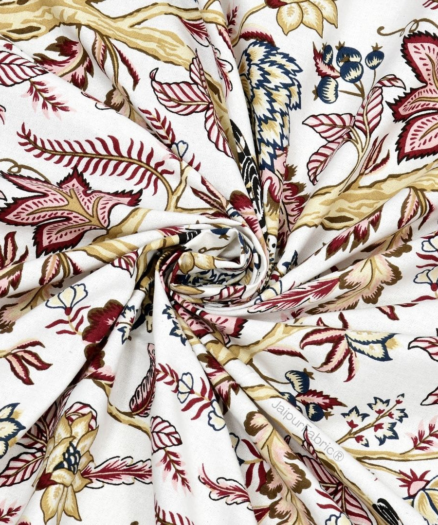 Wildwood Harmony White Floral King Size Pure Cotton Bedsheet