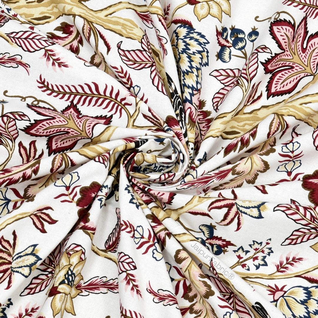 Wildwood Harmony White Floral King Size Pure Cotton Bedsheet