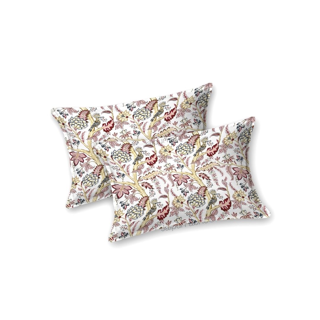 Wildwood Harmony White Floral King Size Pure Cotton Bedsheet