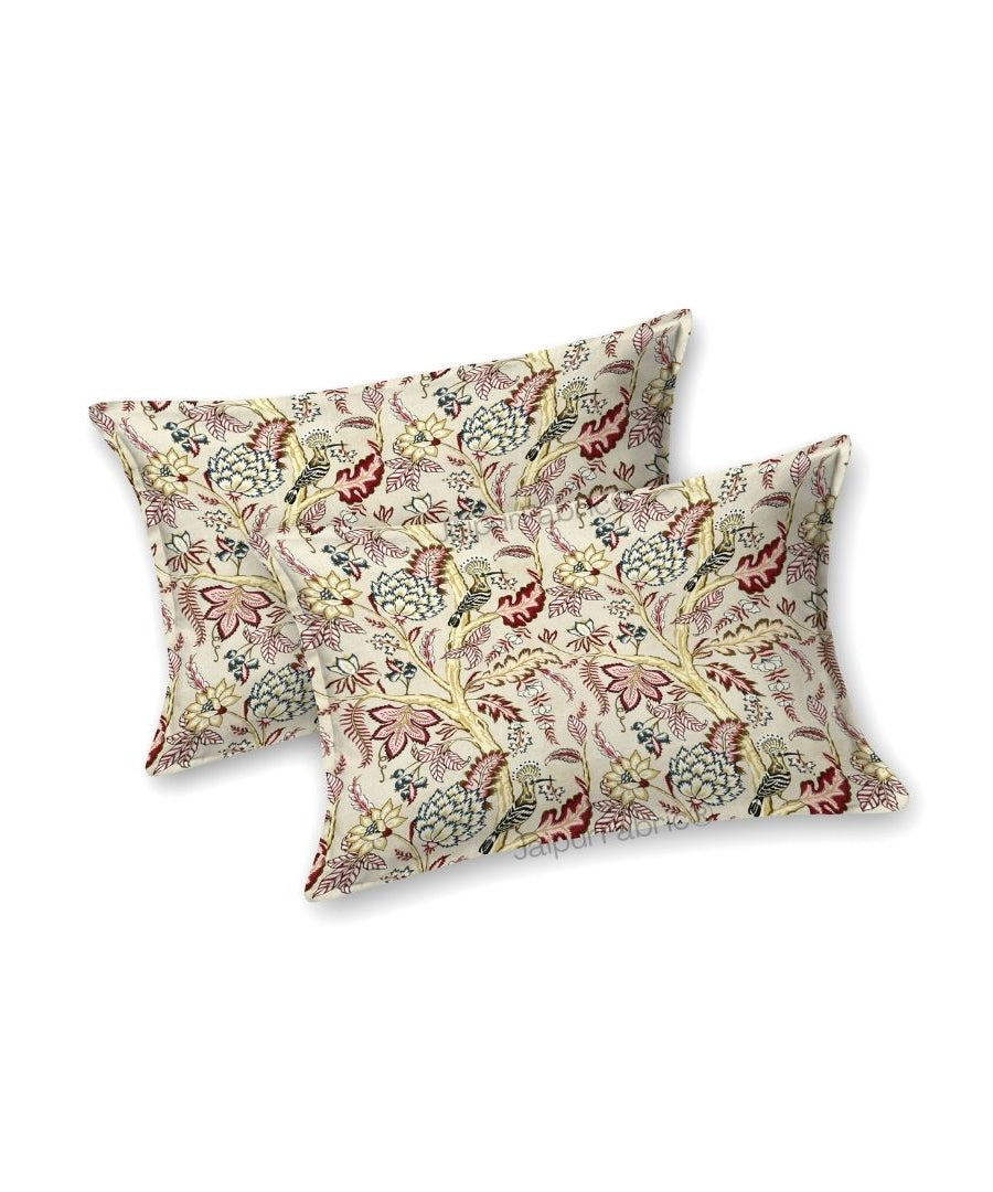 Wildwood Harmony Beige Floral King Size Pure Cotton Bedsheet