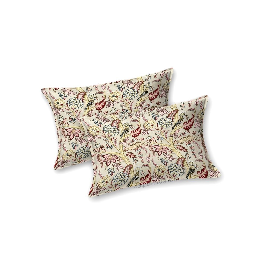 Wildwood Harmony Beige Floral King Size Pure Cotton Bedsheet