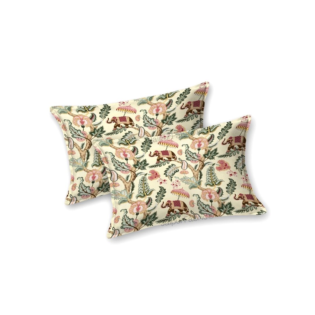 Elephant Paradise Ocean Blue Pure Cotton King Size Bedsheet