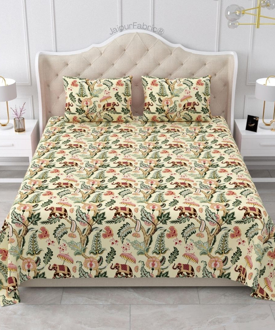 Elephant Paradise Ocean Blue Pure Cotton King Size Bedsheet