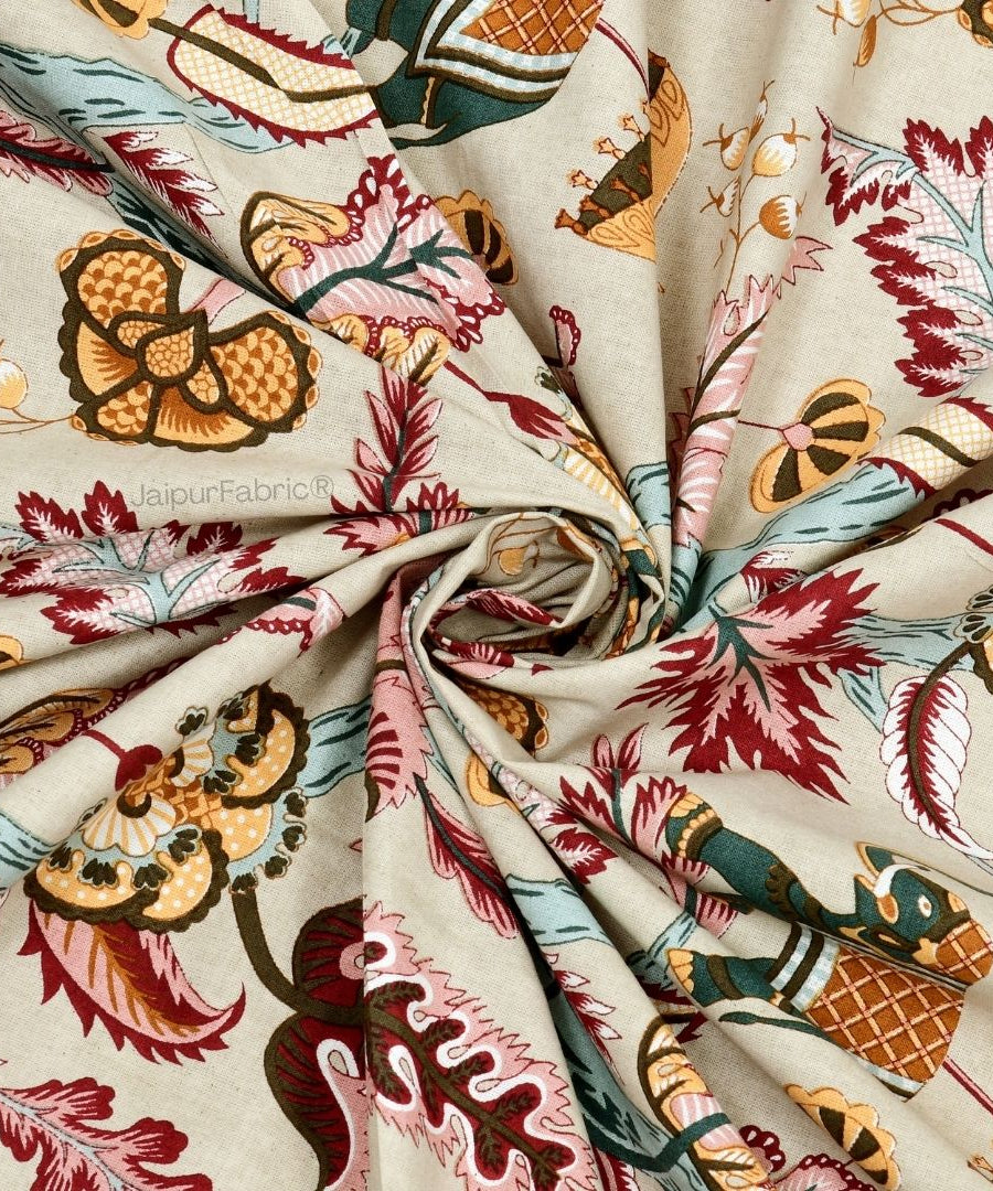 Elephant Paradise Cherry Red Pure Cotton King Size Bedsheet