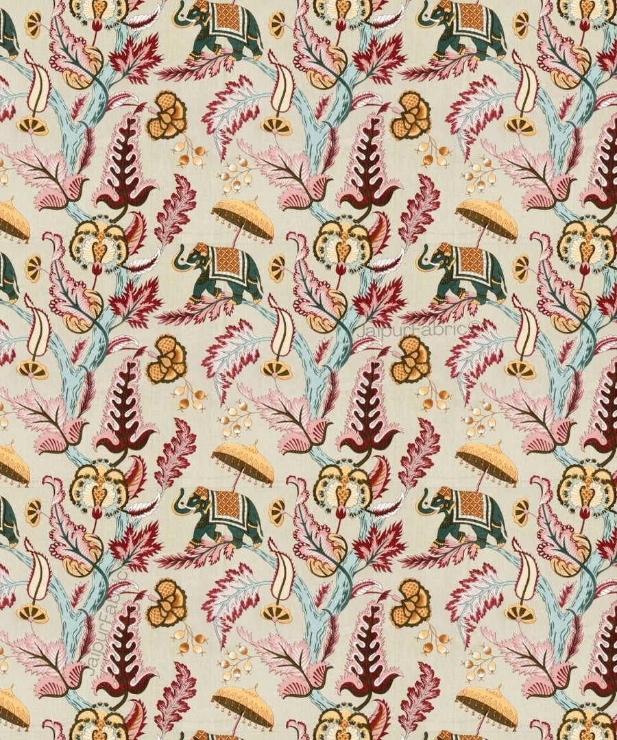 Elephant Paradise Cherry Red Pure Cotton King Size Bedsheet