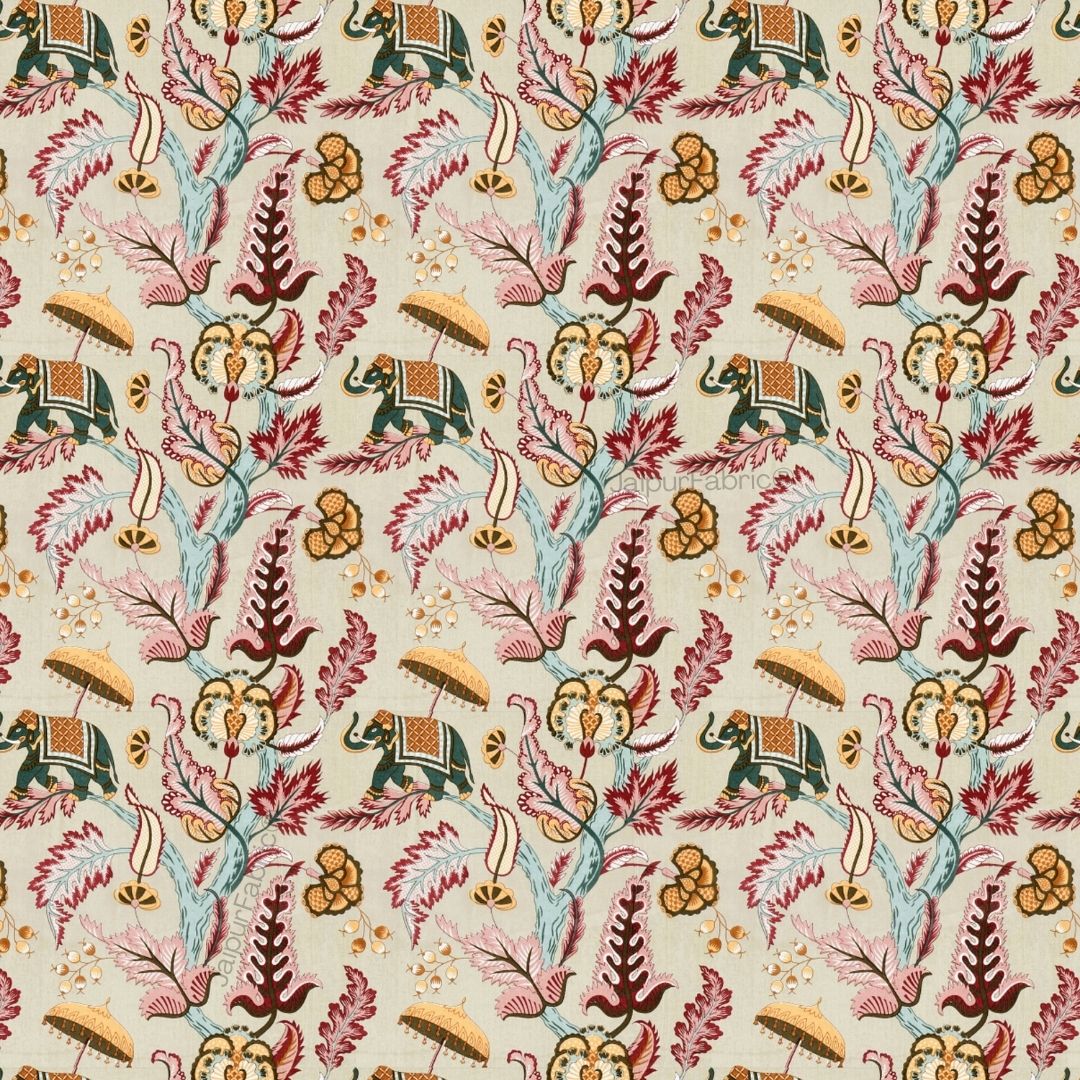 Elephant Paradise Cherry Red Pure Cotton King Size Bedsheet