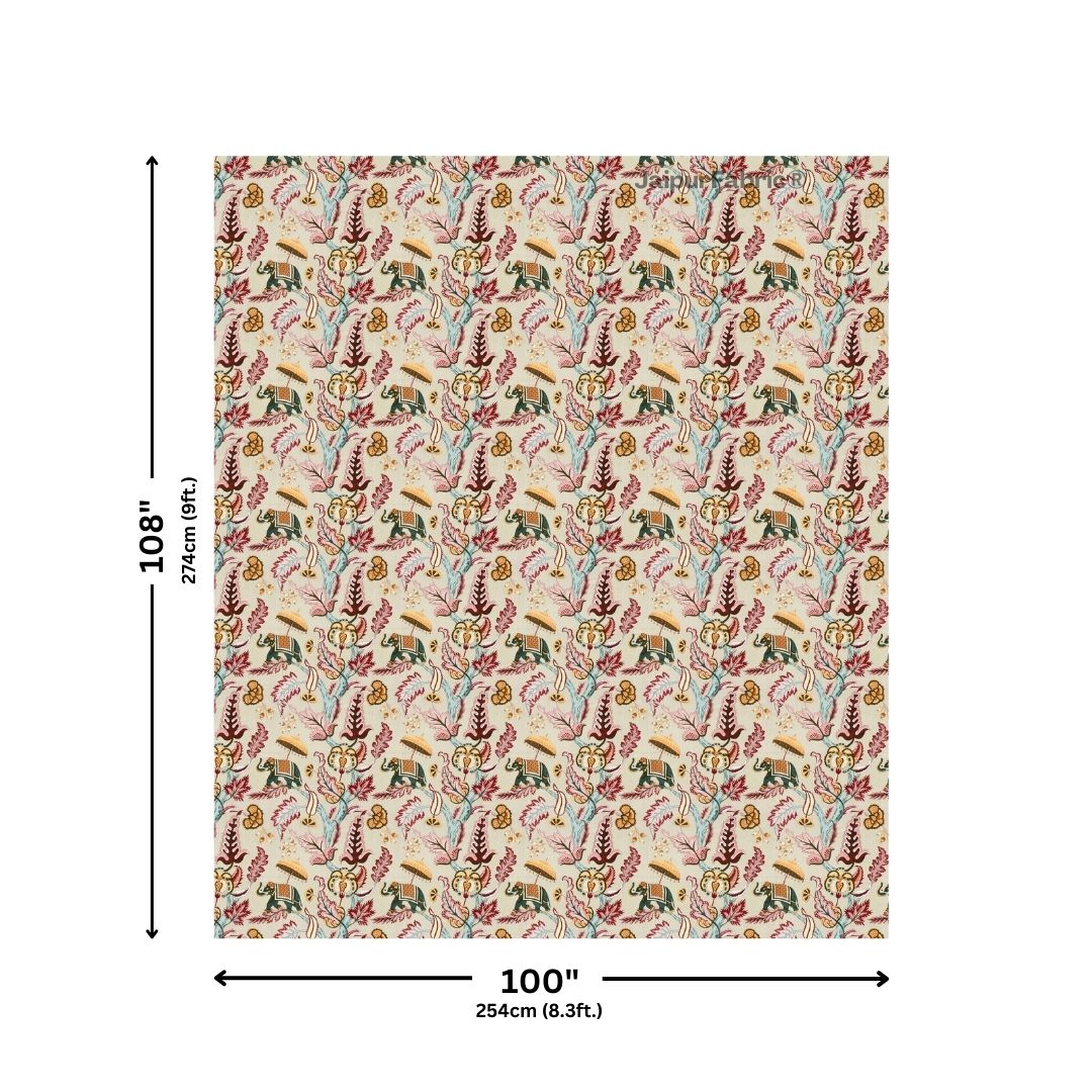 Elephant Paradise Cherry Red Pure Cotton King Size Bedsheet