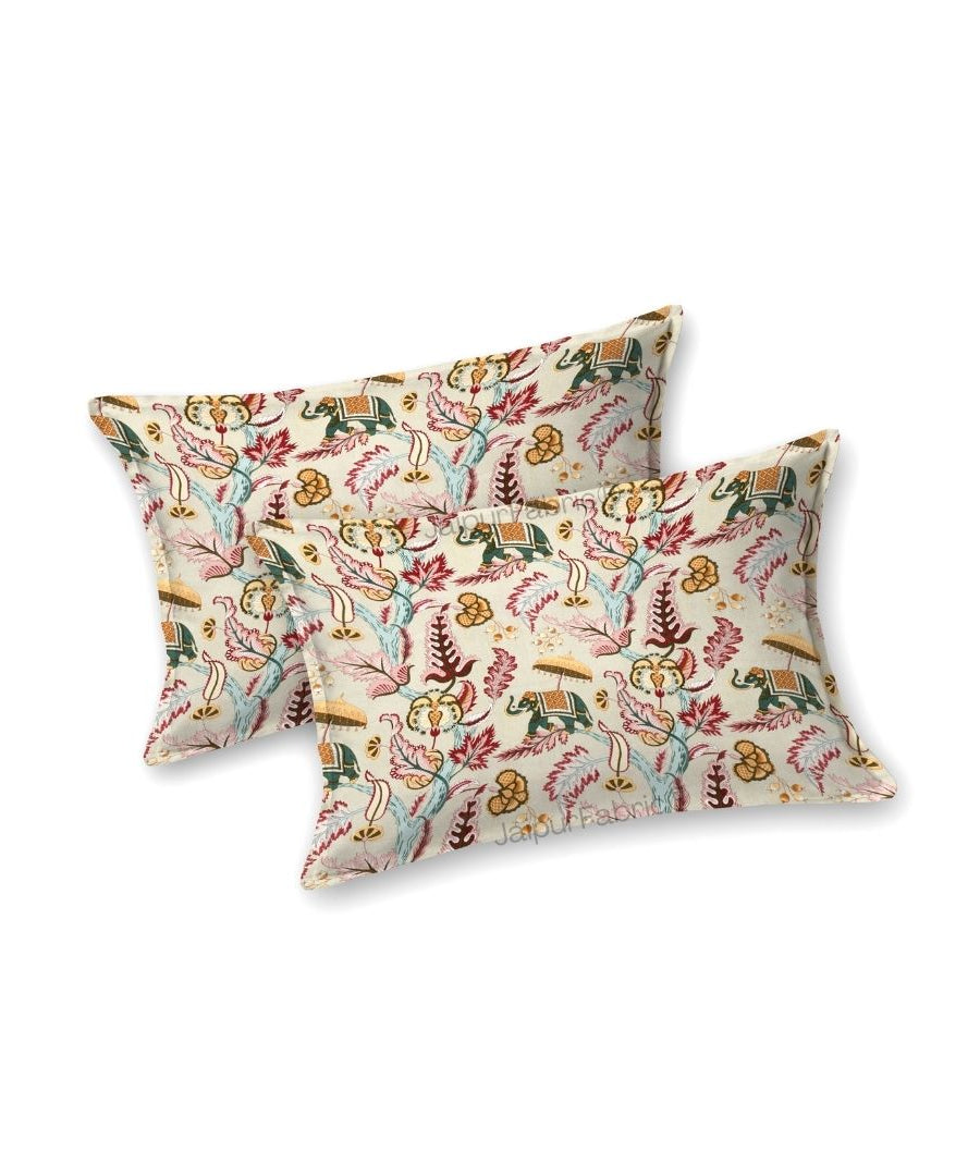 Elephant Paradise Cherry Red Pure Cotton King Size Bedsheet