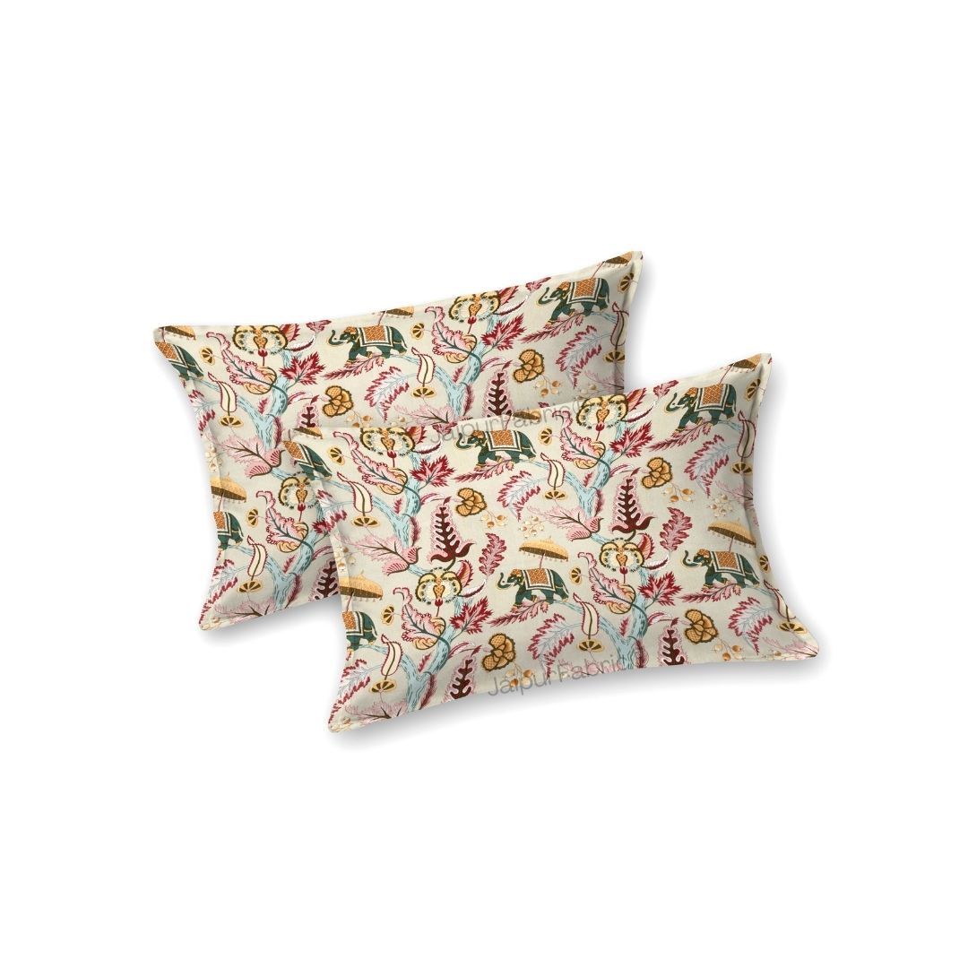 Elephant Paradise Cherry Red Pure Cotton King Size Bedsheet