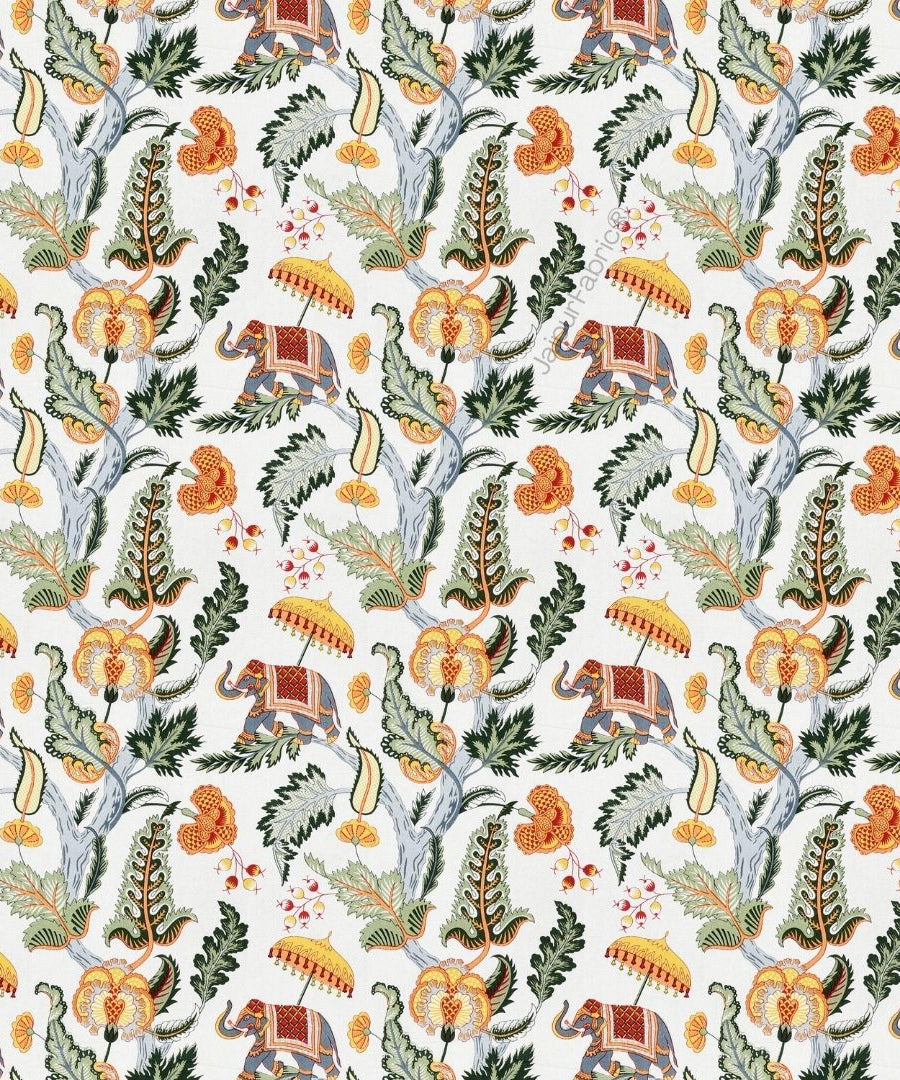 Elephant Paradise Pine Green Pure Cotton King Size Bedsheet