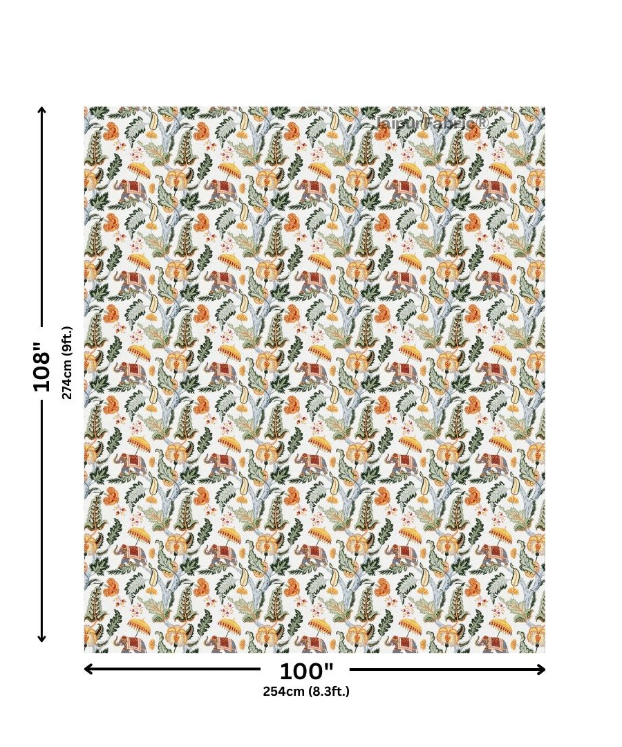 Elephant Paradise Pine Green Pure Cotton King Size Bedsheet