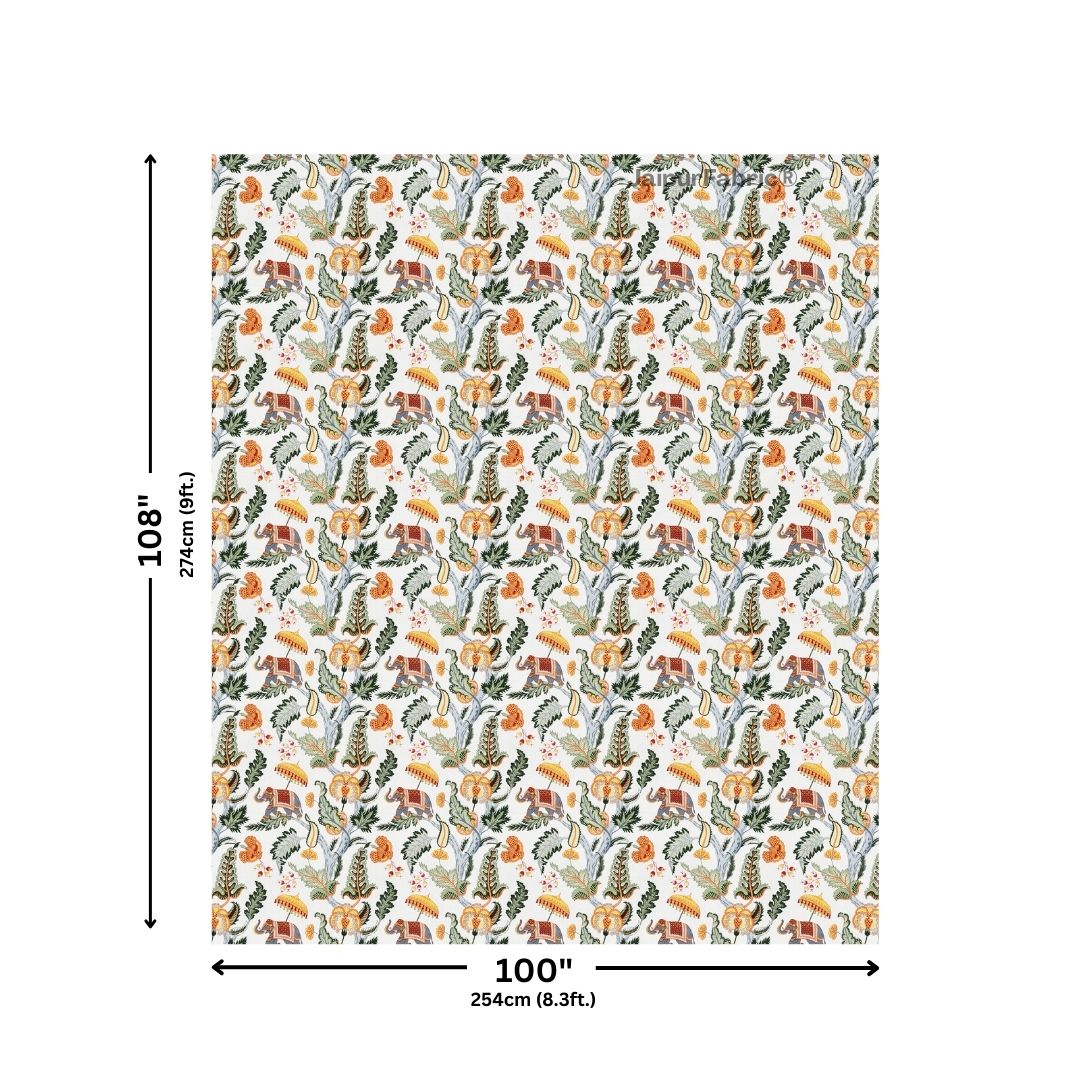 Elephant Paradise Pine Green Pure Cotton King Size Bedsheet