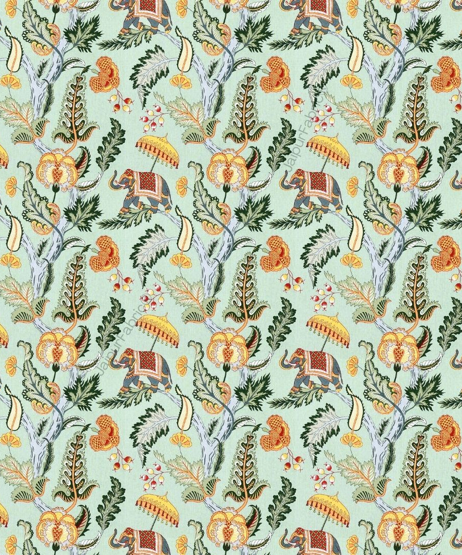 Elephant Paradise Saffron Yellow Pure Cotton King Size Bedsheet