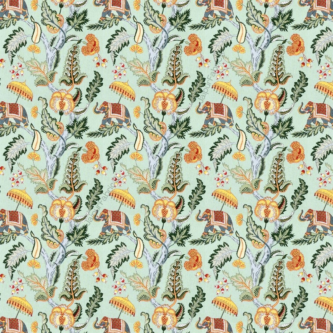 Elephant Paradise Saffron Yellow Pure Cotton King Size Bedsheet