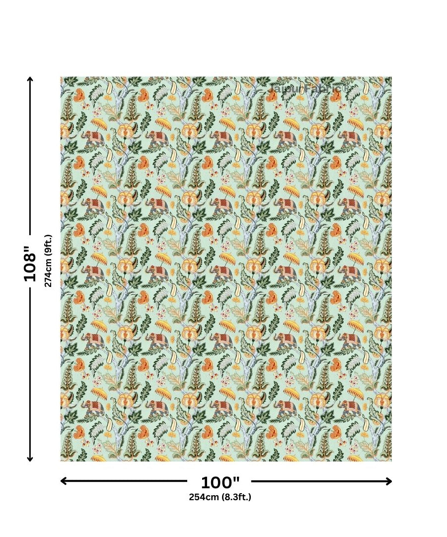 Elephant Paradise Saffron Yellow Pure Cotton King Size Bedsheet