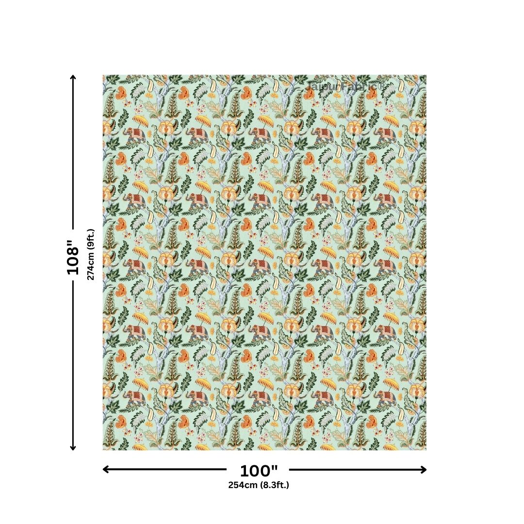 Elephant Paradise Saffron Yellow Pure Cotton King Size Bedsheet