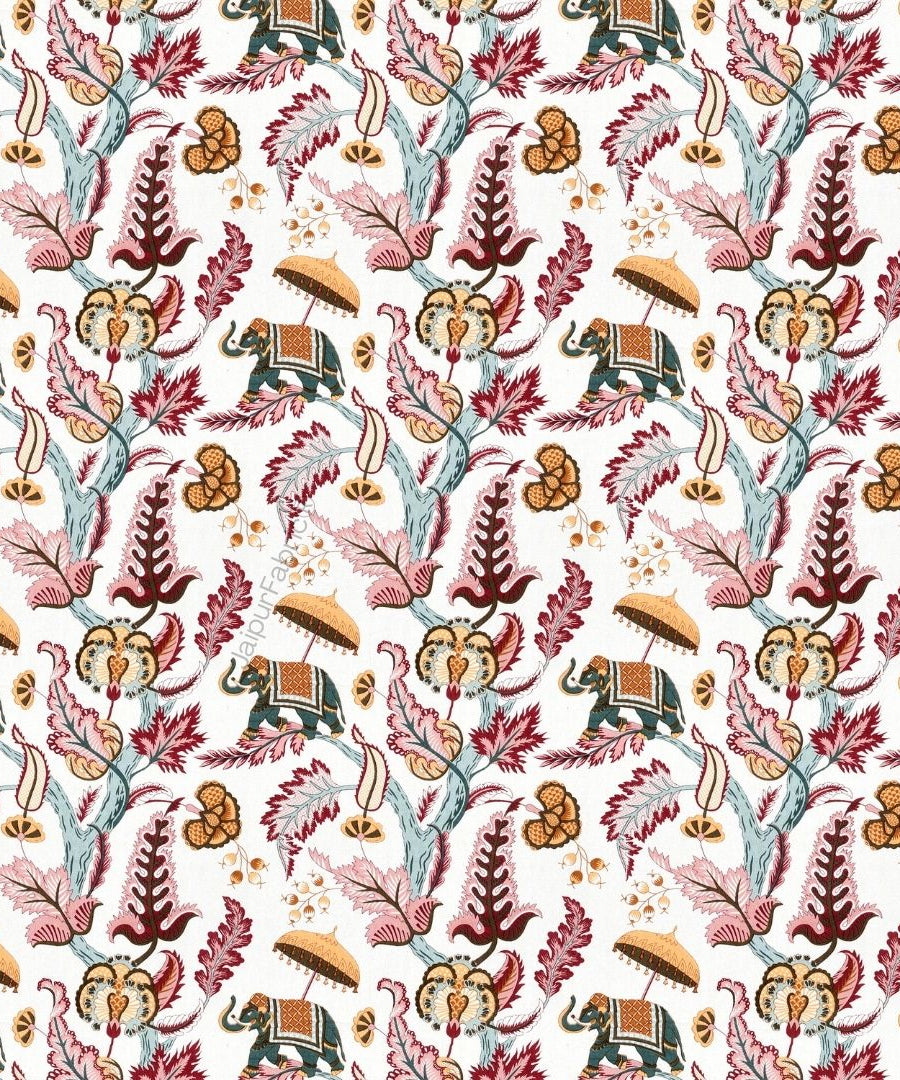 Elephant Paradise Sandstone Beige Pure Cotton King Size Bedsheet