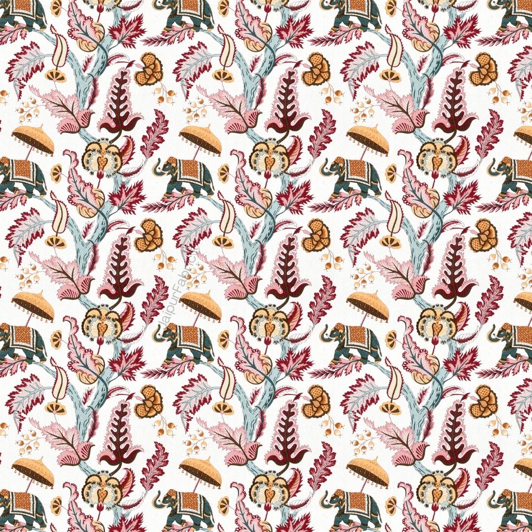 Elephant Paradise Sandstone Beige Pure Cotton King Size Bedsheet