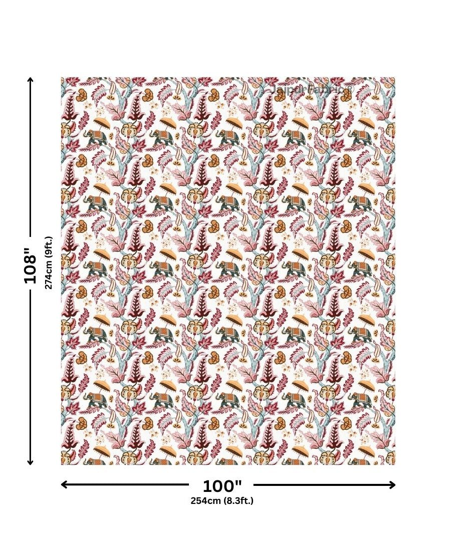 Elephant Paradise Sandstone Beige Pure Cotton King Size Bedsheet