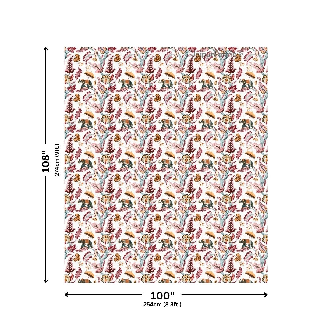 Elephant Paradise Sandstone Beige Pure Cotton King Size Bedsheet