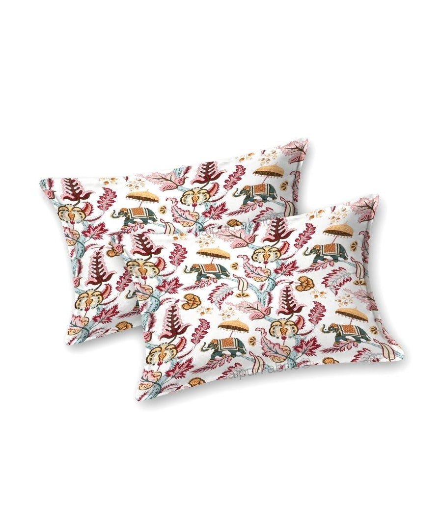 Elephant Paradise Sandstone Beige Pure Cotton King Size Bedsheet